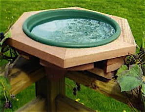 Wooden Deck-Mount Bird Bath- Green