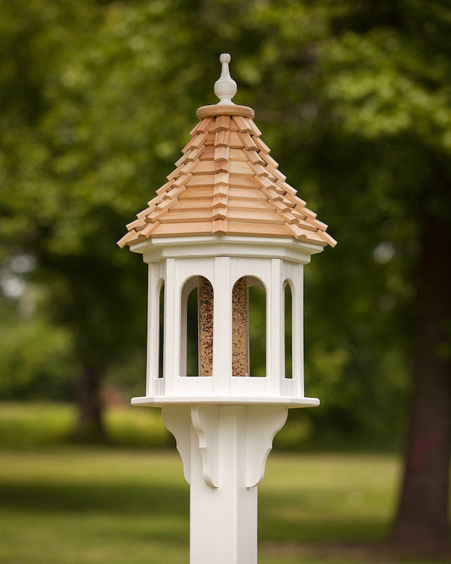 Large Gazebo Bird Feeder-Vinyl with Cypress-Roof