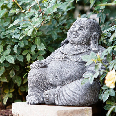 Happy Buddha Statue | Stone Buddha | Laughing Buddha - The Birdhouse Chick