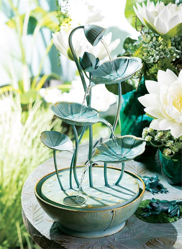 Lily Pad Hummingbird Bath Cascading Fountain