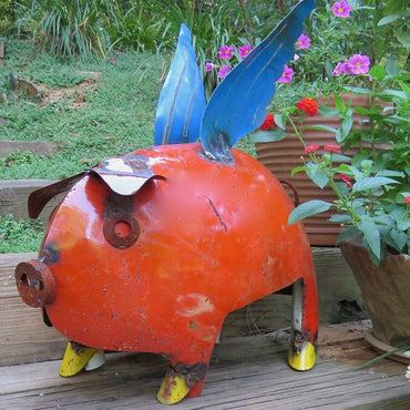 Extra Large Metal Pig Yard Art