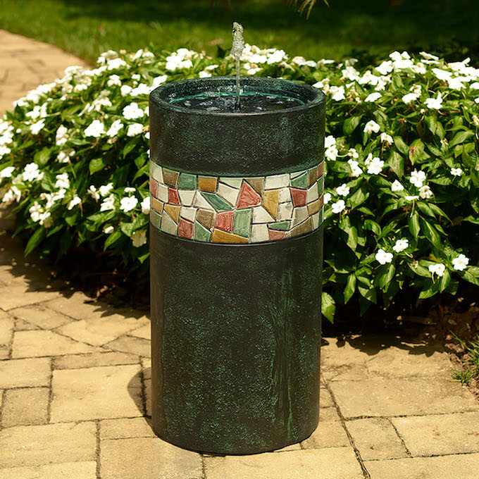 Mosaic Solar Bubbler Bird Bath