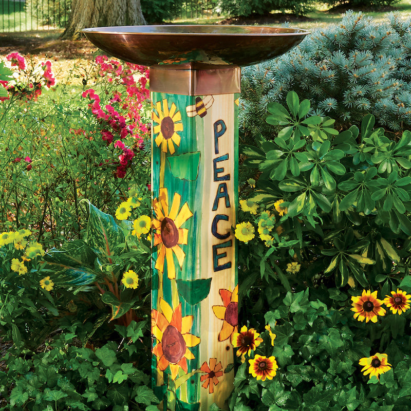 Peace Pedestal Bird Bath in Garden