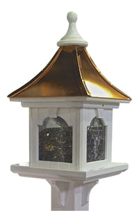 Copper Roof Bird Feeder-PVC, Large Capacity Post-Mount