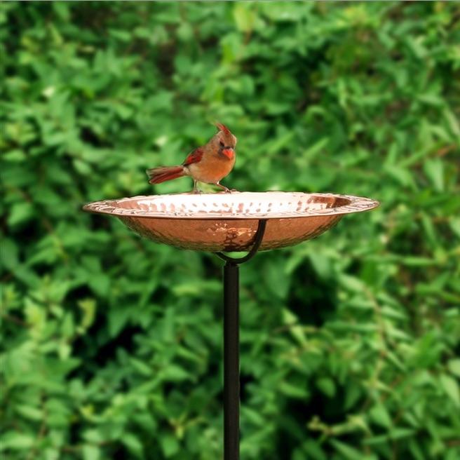 Solid Copper Staked Bird Bath