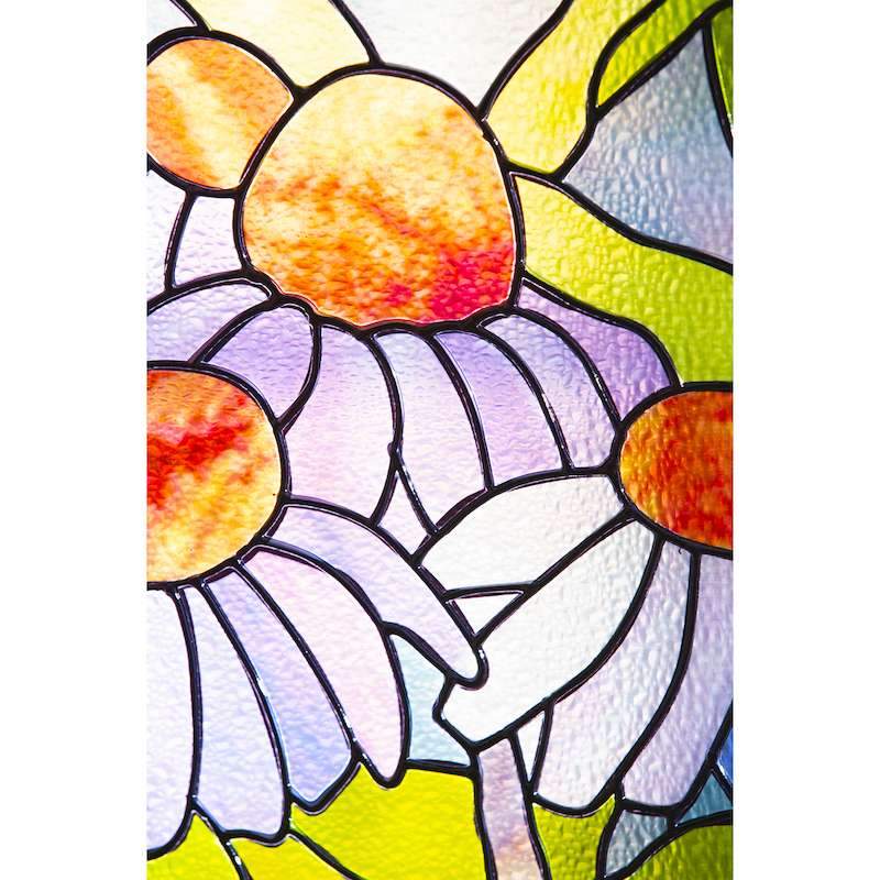 Stained Glass Dragonfly Panel with Flower Detail