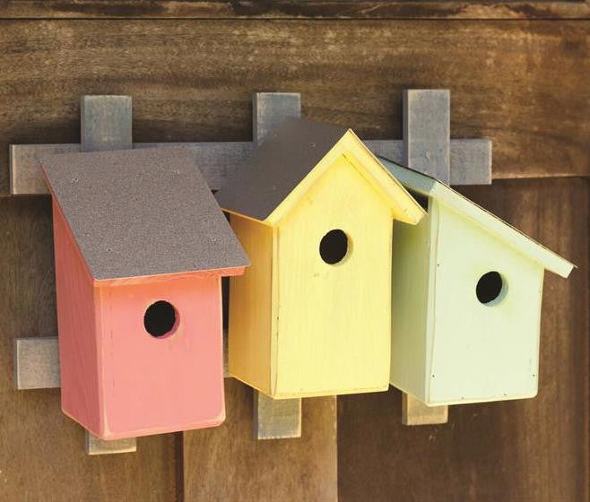 Trellis Trio Birdhouse in Pastel Palette