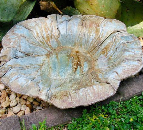 Large Ground Bird Bath Patina Stone Finish