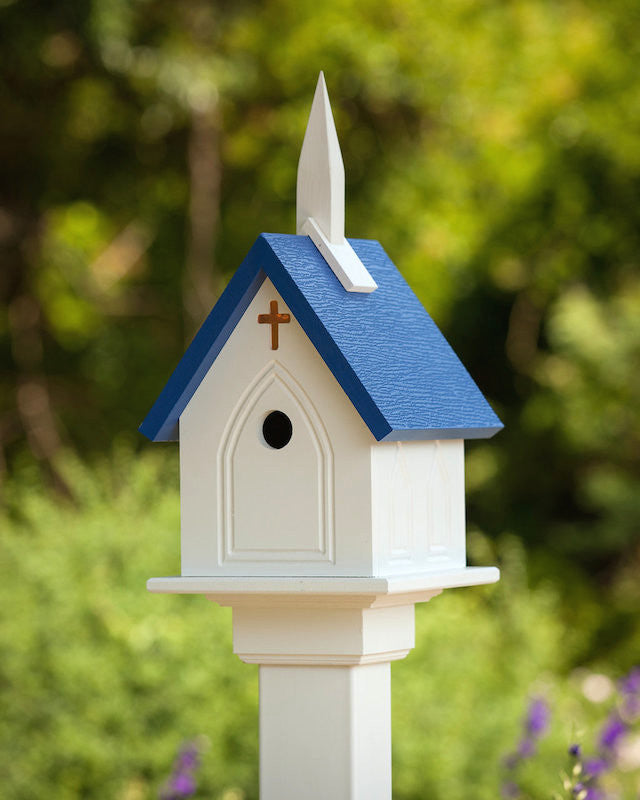 Large Vinyl Church Birdhouse with Copper Cross