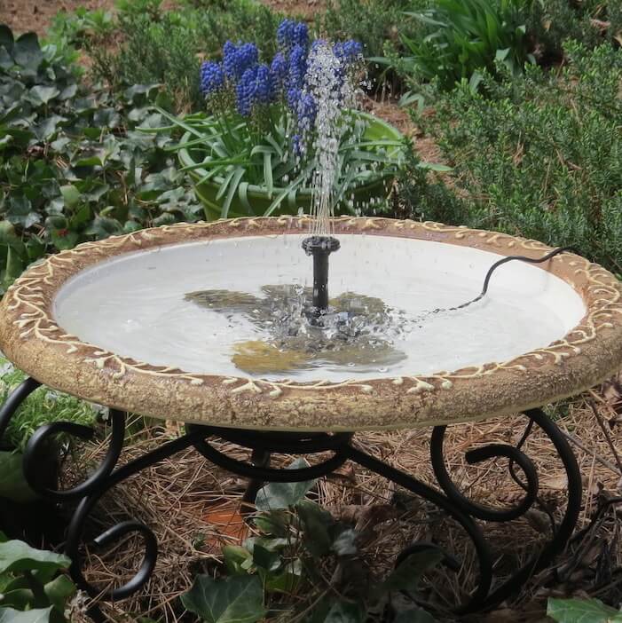 Large Solar Fountain Bird Bath