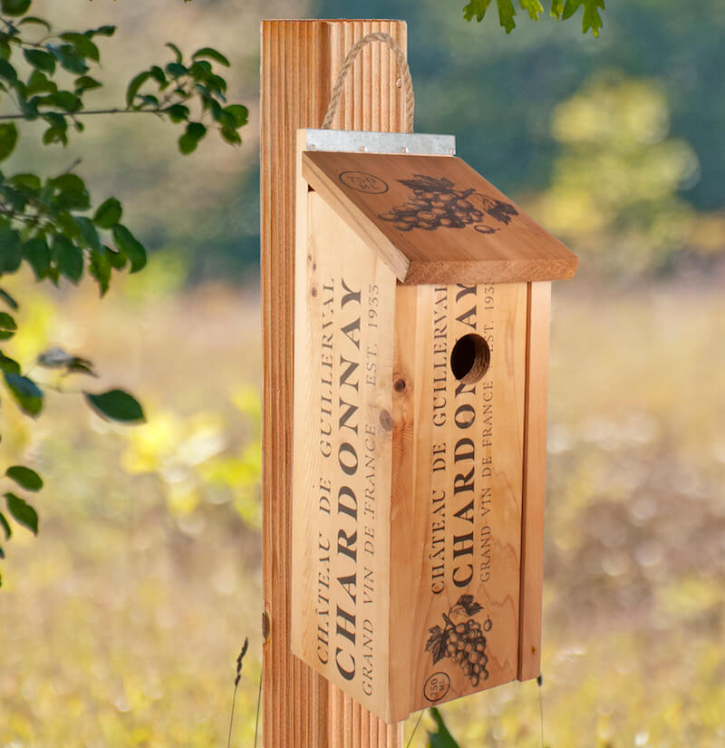 Wine Crate Gift Bottle Birdhouse