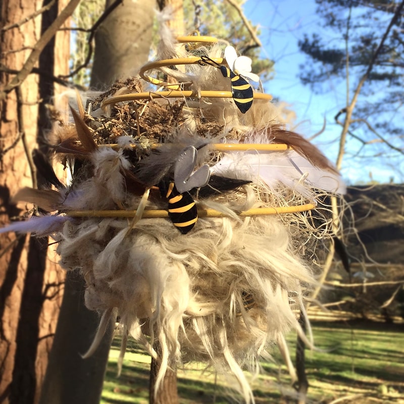 Large Bee Spinner with Nesting Materials