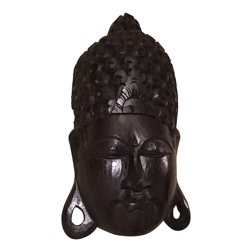 Large Buddha Face Wall Hanging-Black