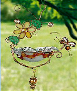 Hanging Dish Feeder & Mini Bath-Bumble Bee