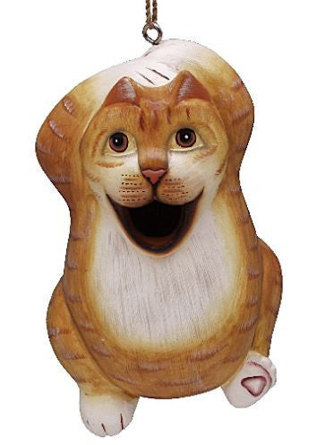 Chillin' Orange Tabby Wood Birdhouse