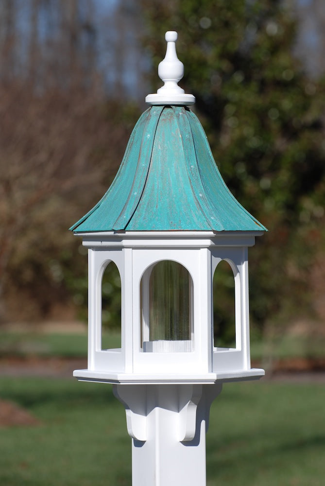 Copper Roof Bird Feeder in Vinyl/PVC-Patina Copper