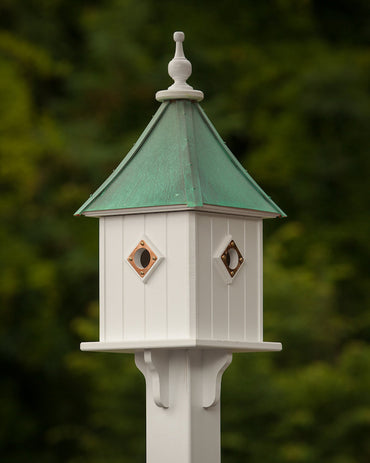 Copper Roof Birdhouse PVC/Vinyl-Square 4 Portals-Patina