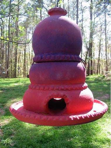 Large Terra Cotta Bird Feeder-Crimson