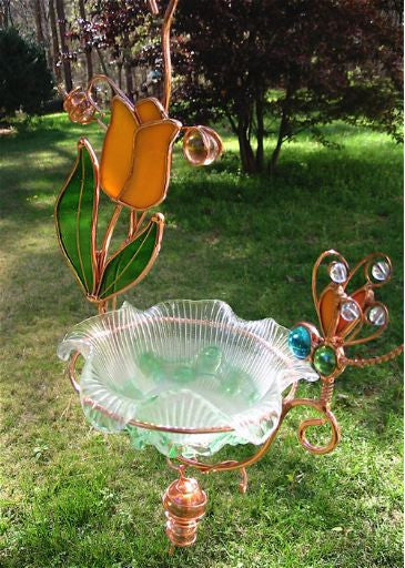 Hanging Dish Feeder & Mini Bath-Dragonfly