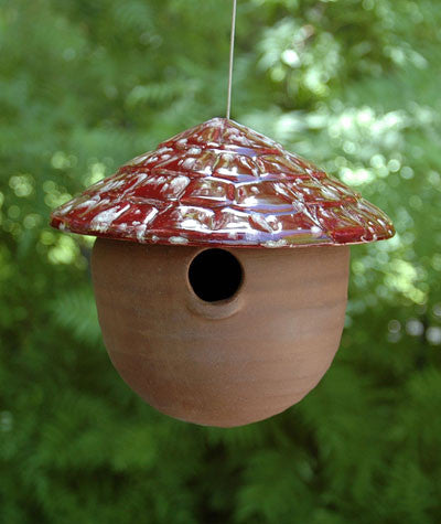 Ceramic Gourd Birdhouse-Calypso Red