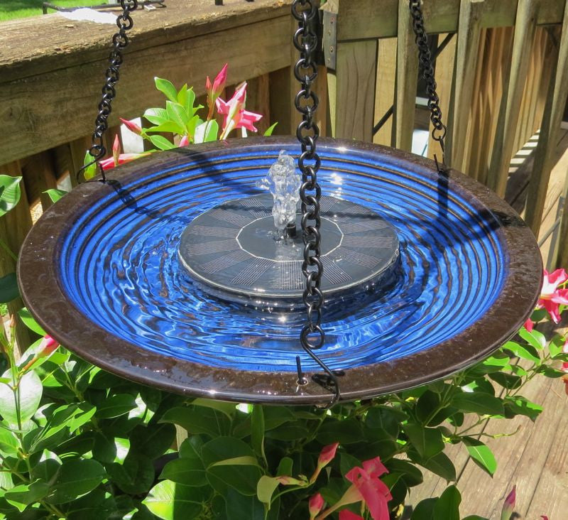 Ceramic Solar Hanging Birdbath