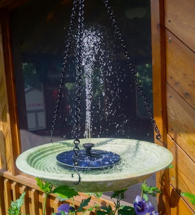 Solar Hanging BirdBath- Apple