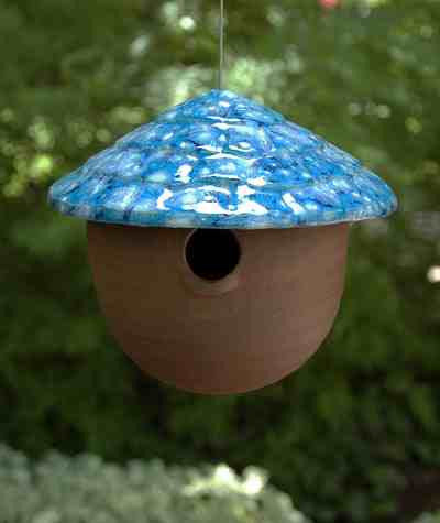 Ceramic Gourd Birdhouse-Funtasmic Blue