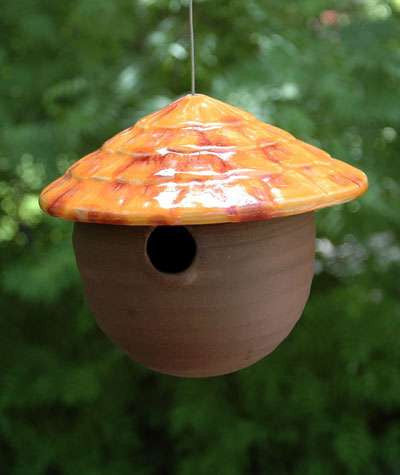 Ceramic Gourd Birdhouse-Fuzzy Peach
