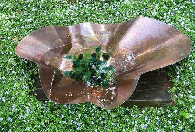 Patina Copper-Free-Form Birdbath