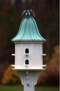 Copper Roof Dovecote Birdhouse with Copper Ribbon Finial and 8 Entries