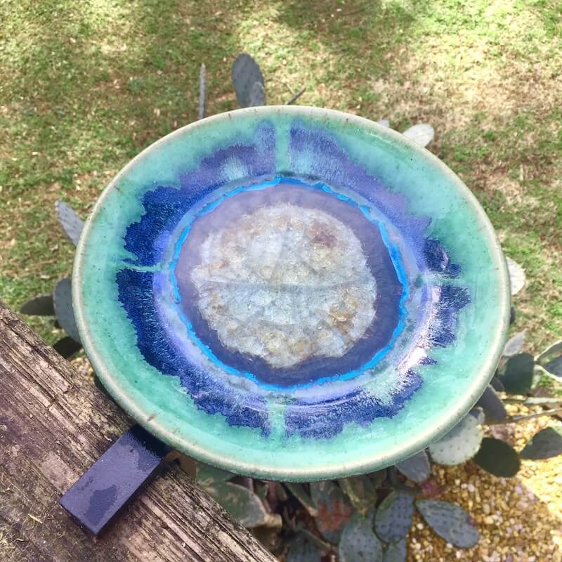 Pottery Deck-Mount Bird Bath