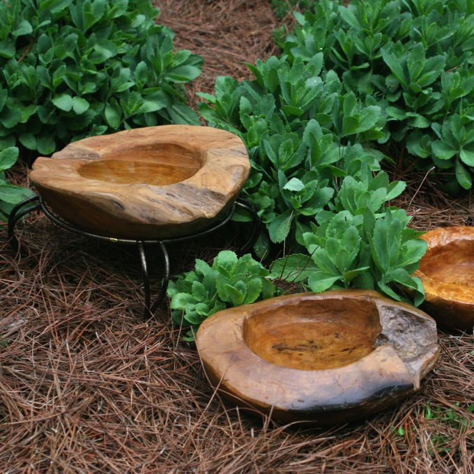 Unusual Teak Ground Bird Bath