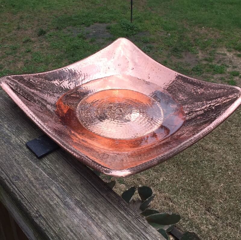 Solid Copper Deck Mount Bird Bath