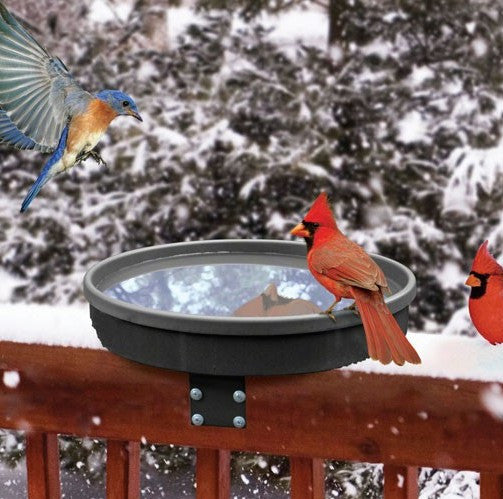 Deck-Mount Heated Bird Bath