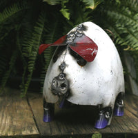 Portly Pigs Recycled Yard Art-White