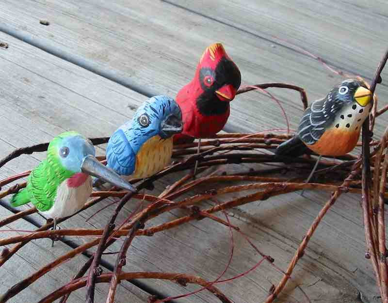 Wood Birds-Handcrafted Set/4